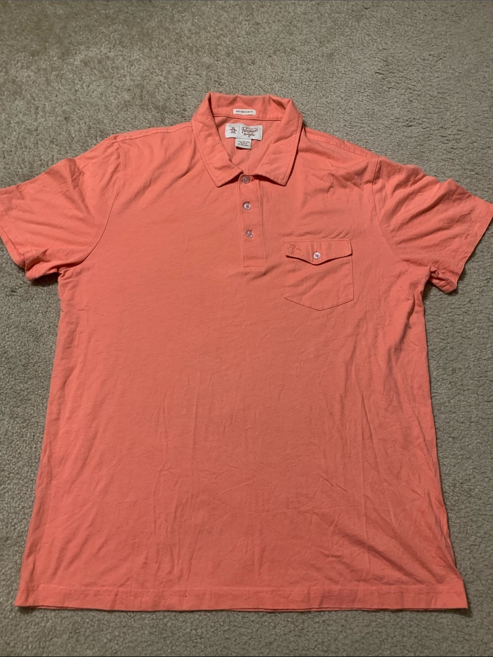 Penguin original heritage slim fit Men's Coral Polo Shirt -